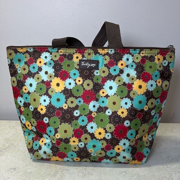 Thirty-One Brown Floral Lunch Bag - Picture 1 of 5
